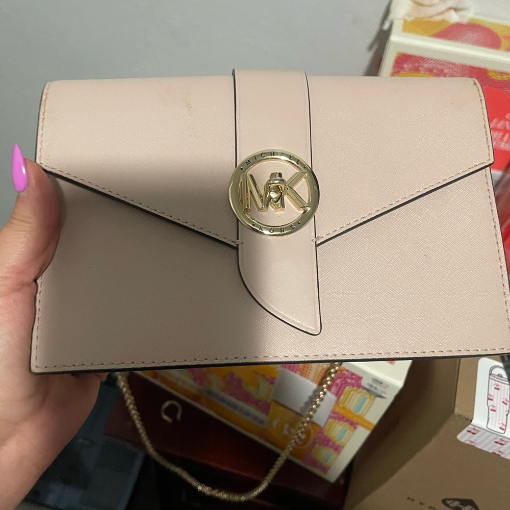Michael Kors Blush Pink Clutch with Gold Accent